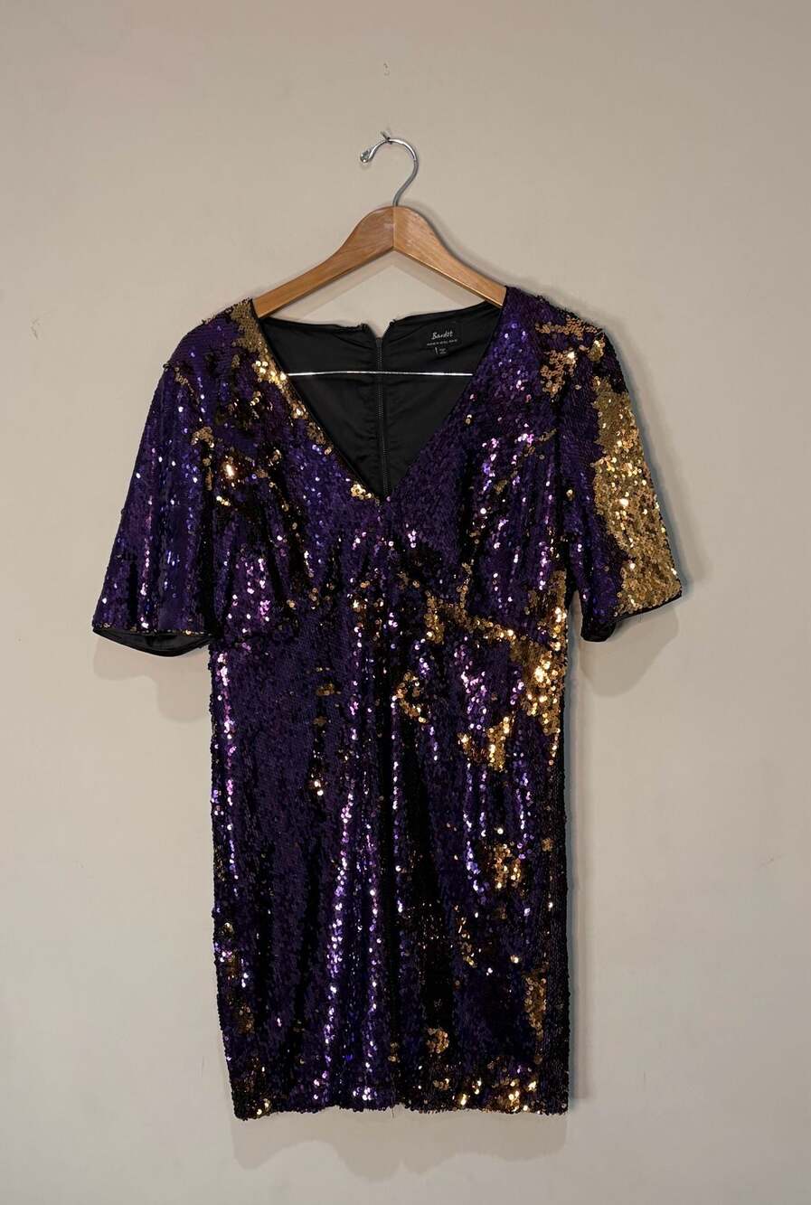 Bardot Women's Purple and Gold Two-Tone Sequin Mini Cocktail Dress